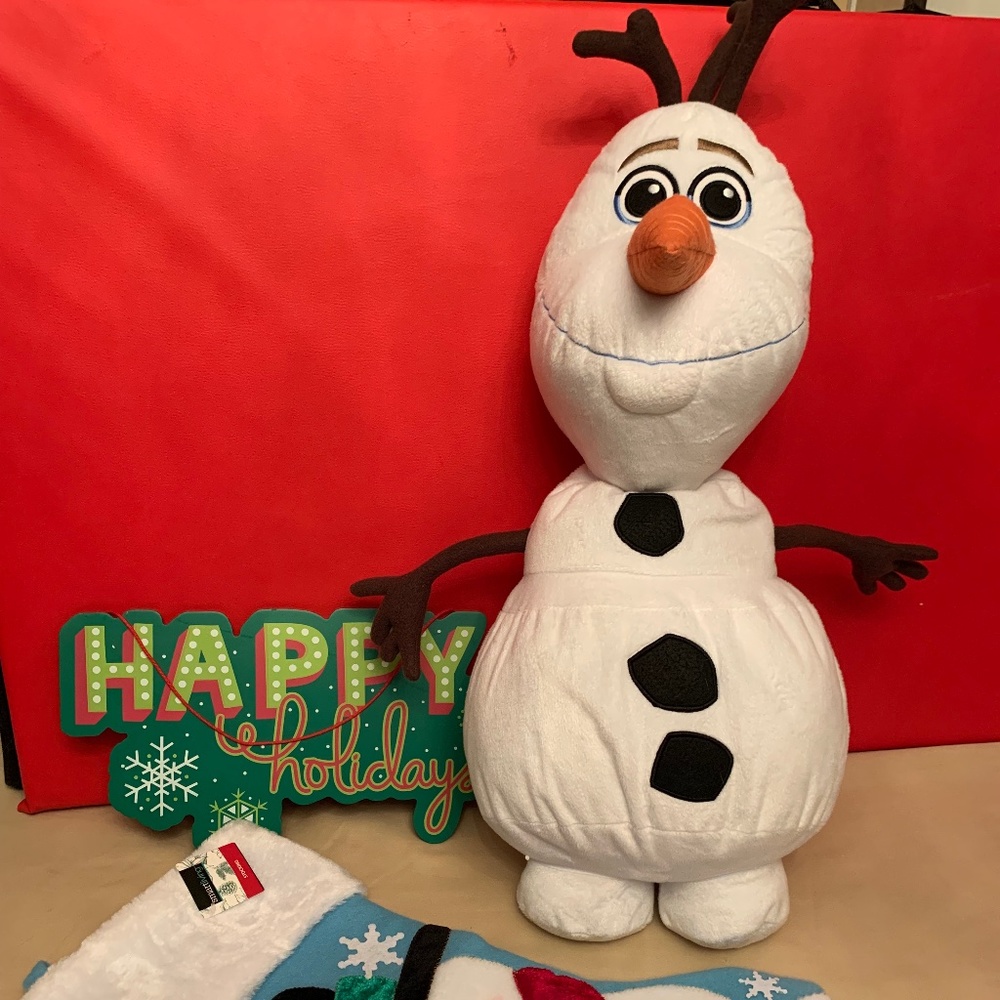 Disney Olaf Stuffed Animal Plushie White Snowman 23" Long Frozen Large Elsa Anna